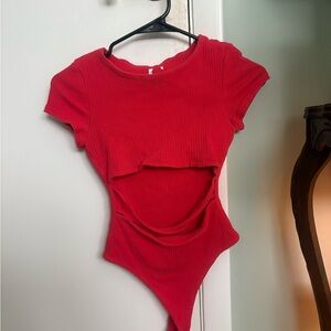 Princess Polly Red Ribbed Bodysuit